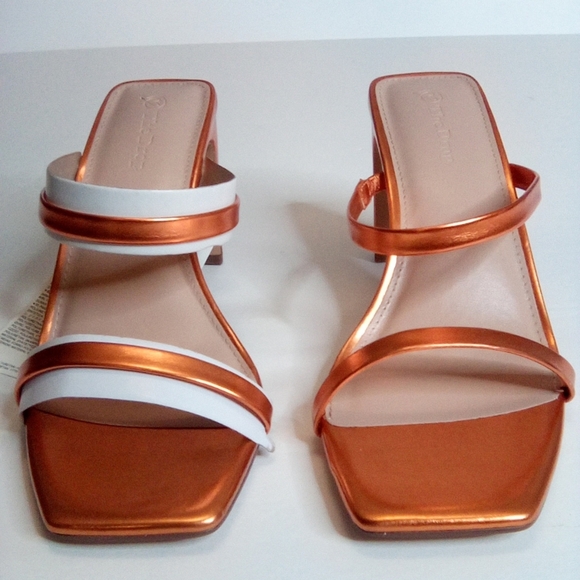 Avery Women's Two Strap High Heel Sandals, Sz.8, MetallicOrange- The Drop - Picture 16 of 16